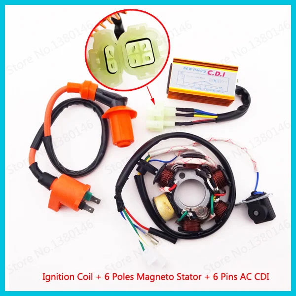 Ignition Coil Magneto Stator Coil 6 Poles AC CDI Box 6 Pin For GY6 50cc Moped Scooter ATV Quad Go Kart
Ignition Coil Magneto Stator Coil 6 Poles AC CDI Box 6 Pin For GY6 50cc Moped Scooter ATV Quad Go Kart