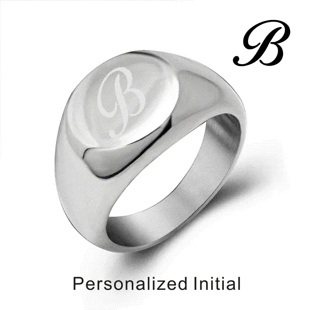 Personalised Initial Engrave Custom Stainless Steel Round Signet Blank Plain Ring Band High Polished U S Size Steel Jump Rings Steel Mens Ringssteel Wire Ring Aliexpress