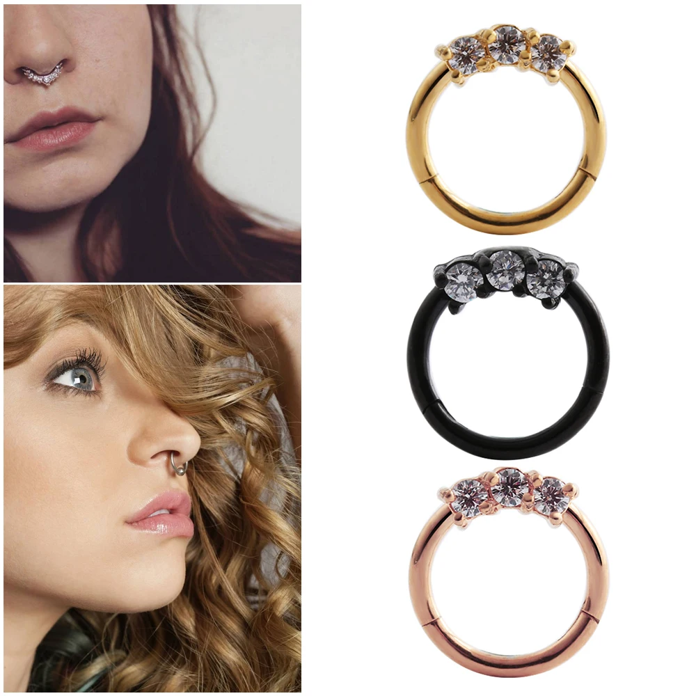 1pcs NEW Triple Gem Septum Clickers Hinged Segment Sexy Nose Rings Surgical Steel Tragus Daith Nostril Hoop Unisex Body Jew
1pcs NEW Triple Gem Septum Clickers Hinged Segment Sexy Nose Rings Surgical Steel Tragus Daith Nostril Hoop Unisex Body Jew
