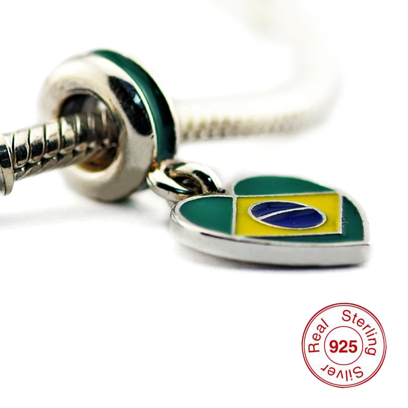Fits for CKK Beads Bracelets 100% 925 Sterling-Silver-Jewelry Brazil Heart Flag Charms with Mixed Enamel Free Shipping
Fits for CKK Beads Bracelets 100% 925 Sterling-Silver-Jewelry Brazil Heart Flag Charms with Mixed Enamel Free Shipping