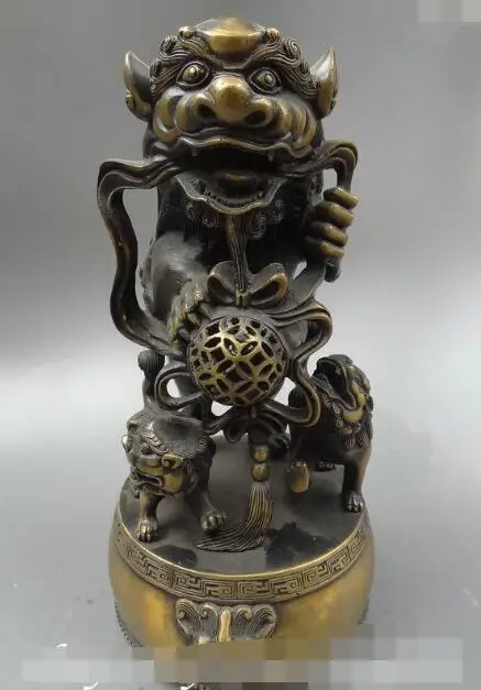S3763 11 Folk Chinese Bronze FengShui Guard 3 Lion Dance Fu Dog Ply Ball Drum Statue
S3763 11 Folk Chinese Bronze FengShui Guard 3 Lion Dance Fu Dog Ply Ball Drum Statue