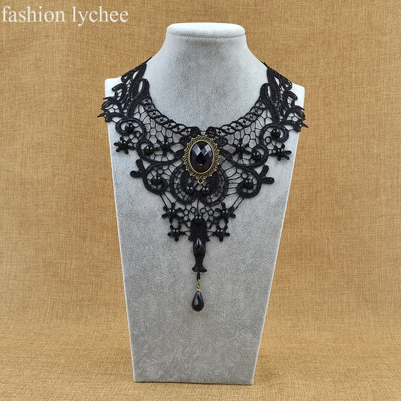 fashion lychee Gothic Punk Style Gem Rhinestone Women Black Lace Beads Choker Necklace Vintage Collar Choker Party Jewelry
fashion lychee Gothic Punk Style Gem Rhinestone Women Black Lace Beads Choker Necklace Vintage Collar Choker Party Jewelry