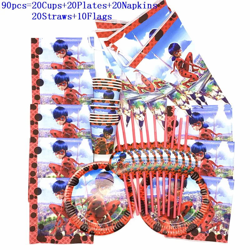 60Pcs\90Pcs Paper Tableware Sets Wonderful Ladybug Girl Kid Birthday Cup Plate Napkin Event Party Banners Disposable Supply
60Pcs\90Pcs Paper Tableware Sets Wonderful Ladybug Girl Kid Birthday Cup Plate Napkin Event Party Banners Disposable Supply