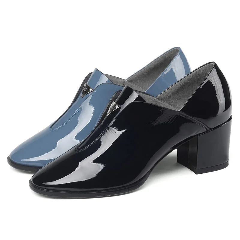 2019 High-end brand-name cow patent leather British style thick with women's single shoes round head leather high heels women
2019 High-end brand-name cow patent leather British style thick with women's single shoes round head leather high heels women