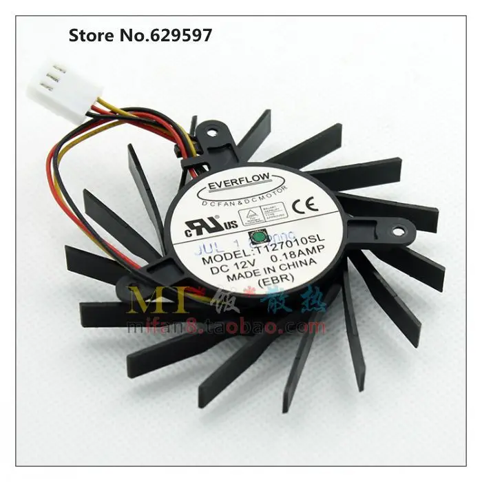 T127010SL Video Card VGA Cooler Fan with 0.18A 3Pin pitch 43*45*52mm diameter 72mm For Galaxy 9600GT 9600GSO 9800GT GTS250
T127010SL Video Card VGA Cooler Fan with 0.18A 3Pin pitch 43*45*52mm diameter 72mm For Galaxy 9600GT 9600GSO 9800GT GTS250