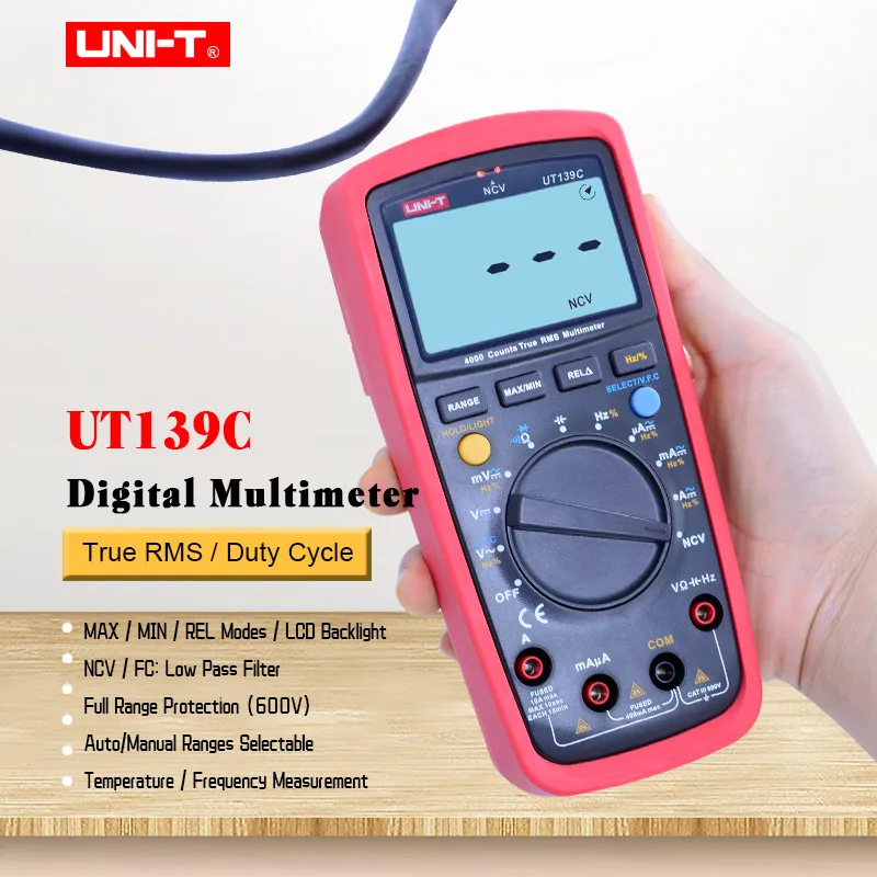 UNI-T UT139C True RMS Digital Multimeter AC DC voltmeter Ammeter Capacitance ohmmeter Frequency Temperature meter NCV/Auto range
UNI-T UT139C True RMS Digital Multimeter AC DC voltmeter Ammeter Capacitance ohmmeter Frequency Temperature meter NCV/Auto range