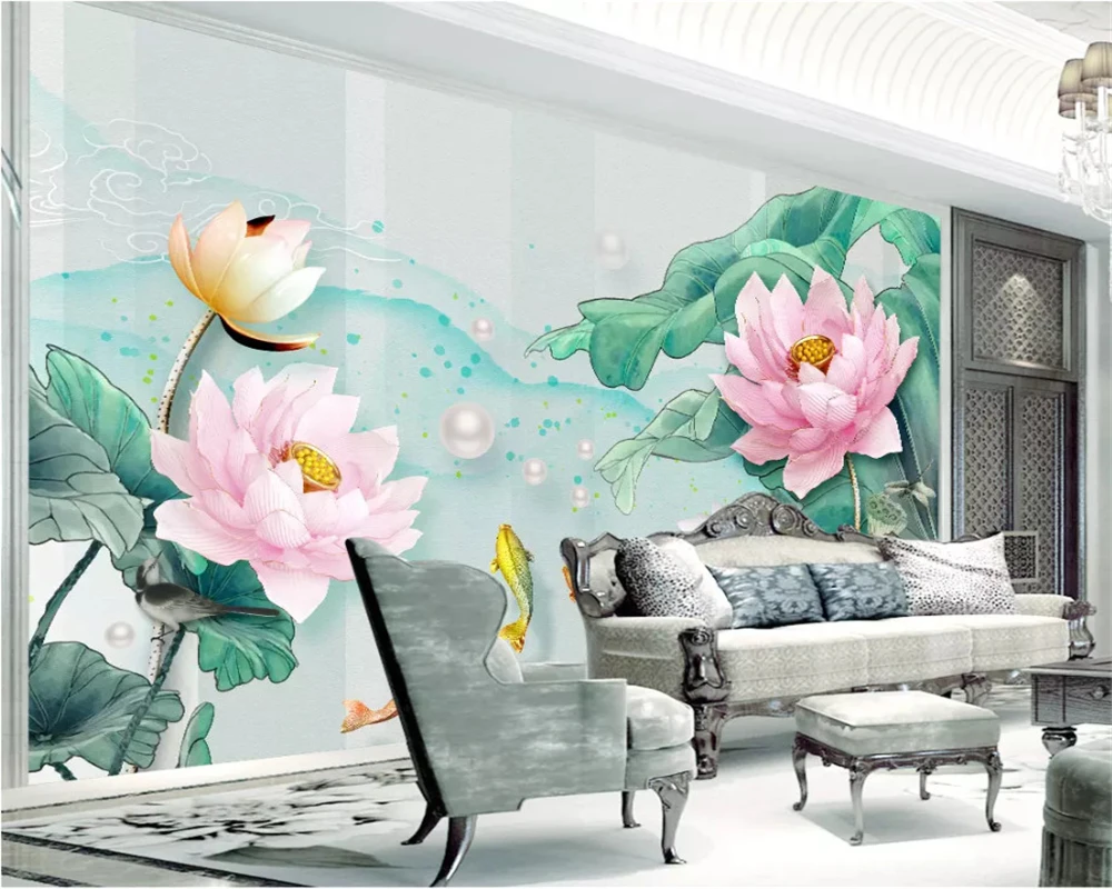 beibehang Custom wallpaper mural wall stickers embossed lotus fresh watercolor lotus leaf goldfish TV background wall wallpaper
beibehang Custom wallpaper mural wall stickers embossed lotus fresh watercolor lotus leaf goldfish TV background wall wallpaper