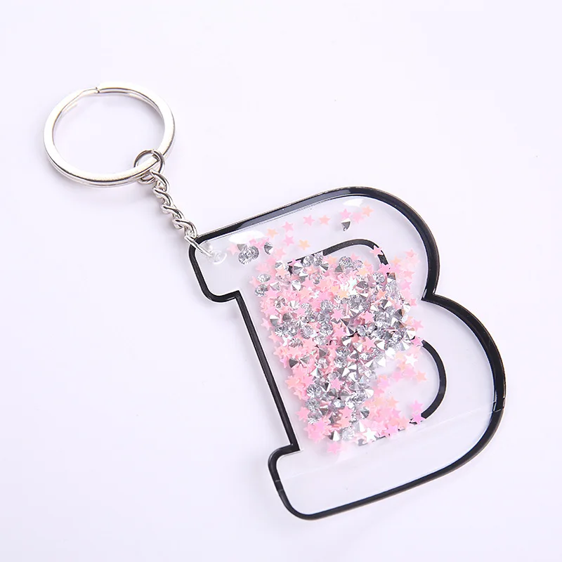 New Alphabet Keychains AB Transparent Powder Key Chain Pendant Colorful Sequins Car Bag Key Ring Rhinestone Jewelry Lovers Gift
New Alphabet Keychains AB Transparent Powder Key Chain Pendant Colorful Sequins Car Bag Key Ring Rhinestone Jewelry Lovers Gift