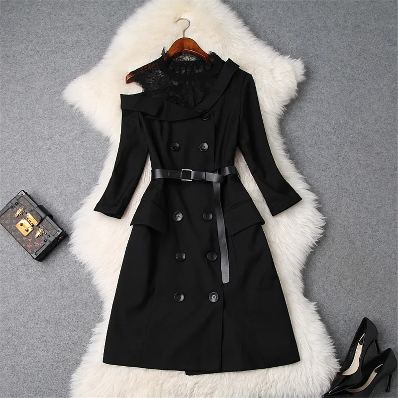 Newest Designer Spring Dress Women 2019 Fashion Off Shoulder Lace Patchwork Double Breasted OL Sexy Casual Dress with Belt
Newest Designer Spring Dress Women 2019 Fashion Off Shoulder Lace Patchwork Double Breasted OL Sexy Casual Dress with Belt