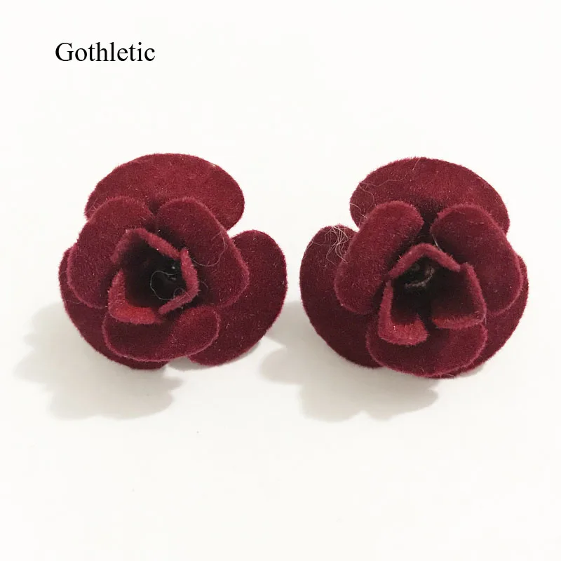 Gothletic Brand Velvet Rose Stud Earrings Black/Grey/Burgundy Big Flocked Metal Flower Statement Earrings for Women Brincos
Gothletic Brand Velvet Rose Stud Earrings Black/Grey/Burgundy Big Flocked Metal Flower Statement Earrings for Women Brincos