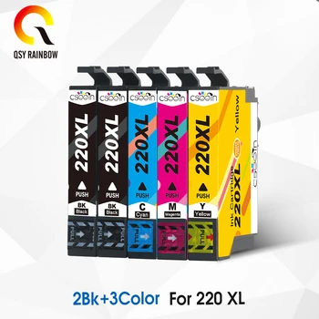 

QSYRAINBOW 220XL 5PCS / LOT T220XL Ink Cartridges compatible For Epson XP-320 XP-420 XP-424 WorkForce WF-2630 WF-2650 WF-2660