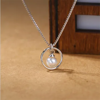 European Style Personality 925 Sterling Silver Fashion Jewelry Simple Pearl Round Clavicle Chain Pendant Necklaces N273
European Style Personality 925 Sterling Silver Fashion Jewelry Simple Pearl Round Clavicle Chain Pendant Necklaces N273
