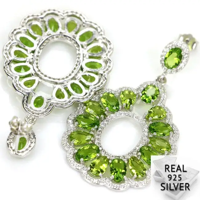 10.2g Real 925 Solid Sterling Silver Long Big Green Peridot White CZ Present Woman's Earrings 47x23mm
10.2g Real 925 Solid Sterling Silver Long Big Green Peridot White CZ Present Woman's Earrings 47x23mm
