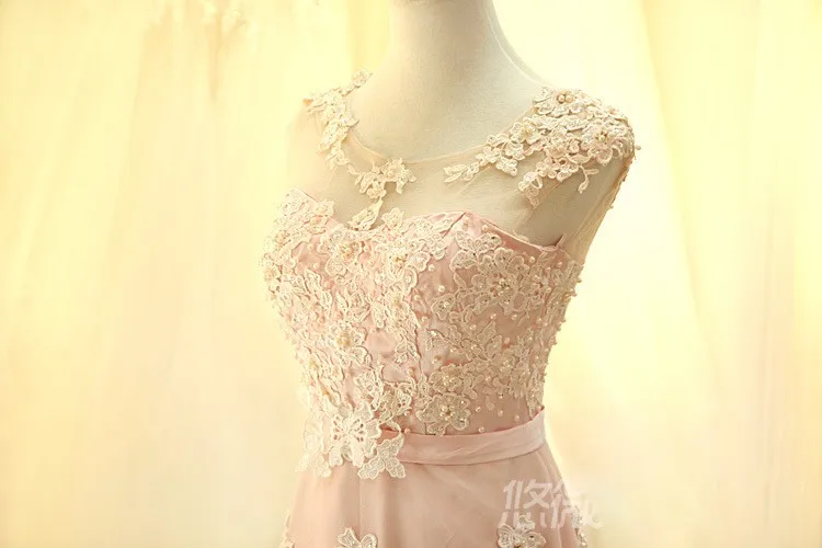 Платье подружки невесты дешевое розовое кружевное платье для свадебной