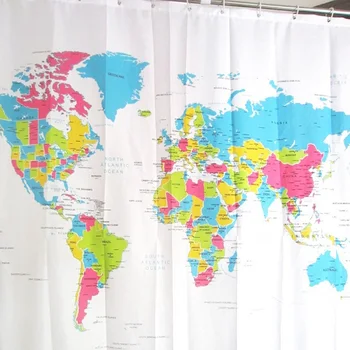 YL12 Shower Curtain World Map Bath Curtain Bathroom Waterproof Polyester Fabric 180*180cm/72*72'' 1PC +12 White Plastic Hooks
YL12 Shower Curtain World Map Bath Curtain Bathroom Waterproof Polyester Fabric 180*180cm/72*72'' 1PC +12 White Plastic Hooks
