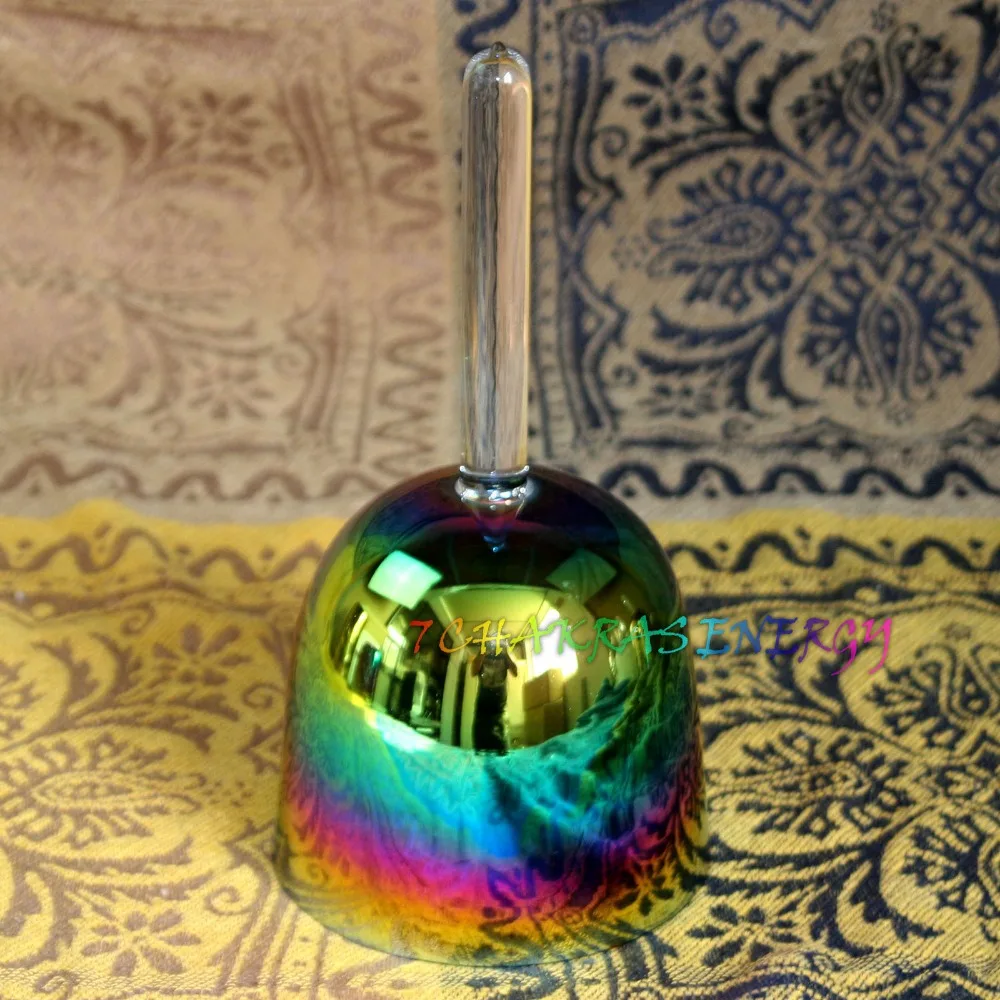 rainbow color 4th octave crystal singing bowl with handle any one of perfect G# or A or A# or B note
rainbow color 4th octave crystal singing bowl with handle any one of perfect G# or A or A# or B note