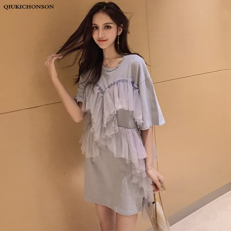Cute women summer dress Korean fashion fairy sequined ruffle mesh patchwork short tshirt dress ladies casual t shirt dress
Cute women summer dress Korean fashion fairy sequined ruffle mesh patchwork short tshirt dress ladies casual t shirt dress