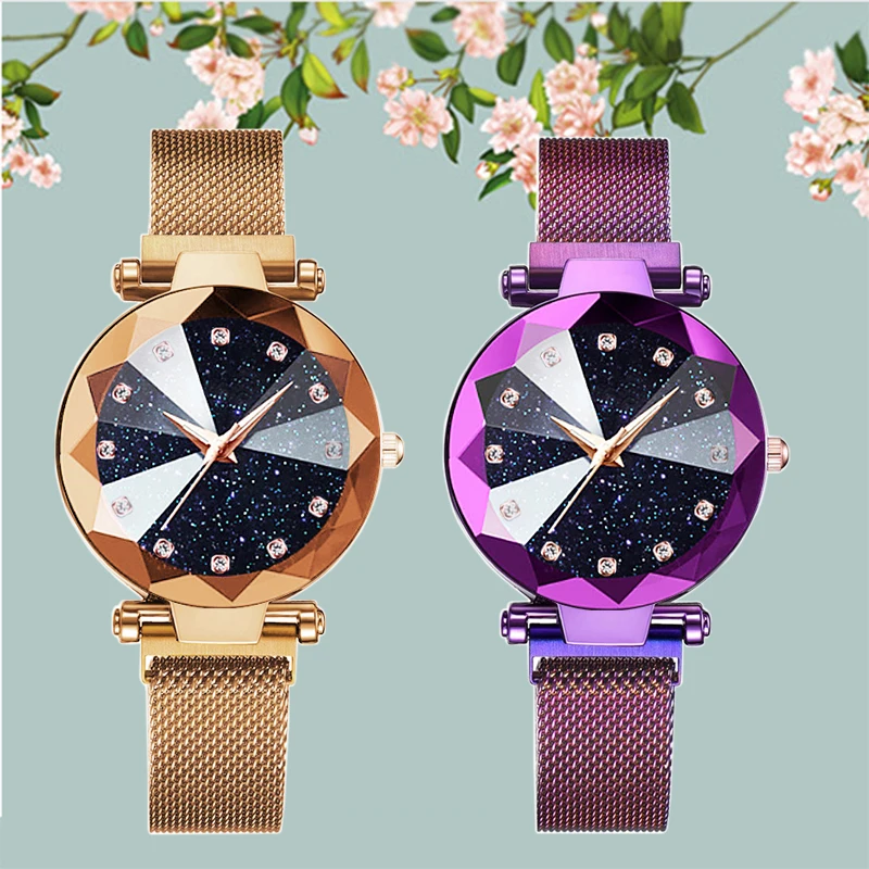 Sky Star Lady Crystal Watch 4 Colors Rose Gold Steel Net Magnet Quartz Watch Diamond Shiny Fashion Clock Relogio Feminino
Sky Star Lady Crystal Watch 4 Colors Rose Gold Steel Net Magnet Quartz Watch Diamond Shiny Fashion Clock Relogio Feminino