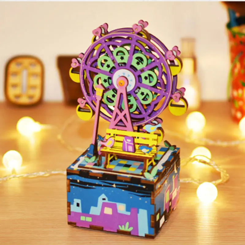 Rotatable DIY Ferris Wheel Wooden Music Box Clockwork Type Home Decor Beauty Gifts For Friends Children AM402
Rotatable DIY Ferris Wheel Wooden Music Box Clockwork Type Home Decor Beauty Gifts For Friends Children AM402