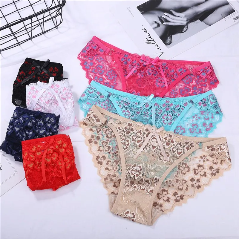 Low Waist Sexy Ladies Panties Lace Embroidery Bow Mesh Perspective Solid Color Hip Briefs Underwear Women ropa interior femenina
Low Waist Sexy Ladies Panties Lace Embroidery Bow Mesh Perspective Solid Color Hip Briefs Underwear Women ropa interior femenina