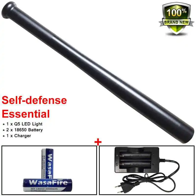 Self Defense Flashlight Tactical Stick XPE Q5 LED 3 Modes Aluminum Torch Light Baseball Bat Lamp + 18650 Battery + Charger
Self Defense Flashlight Tactical Stick XPE Q5 LED 3 Modes Aluminum Torch Light Baseball Bat Lamp + 18650 Battery + Charger