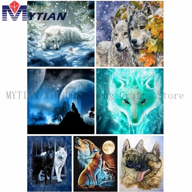 18092070 Wolf Diamond Painting Kit Full Square Round Drill 5D Wolves Paint Canvas Art Wall Decor DIY Diamond Drawing Set Rhinestone Gift