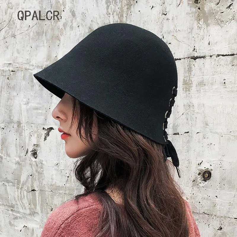 QPALCR 2018 High Quality Wool Felt Hats Women Wool Fedoras Hat Korean Version Wearing Rope Floppy cap Bucket Hat Autumn Winter
QPALCR 2018 High Quality Wool Felt Hats Women Wool Fedoras Hat Korean Version Wearing Rope Floppy cap Bucket Hat Autumn Winter
