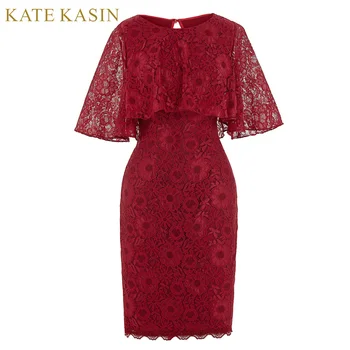 Kate Kasin Elegant with Cape Dress for Wedding Knee Length
