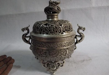 song voge gem S1261 Tibetan Buddhism bronze silver lucky foo dog Dragon 3 Leg censer incense burner
song voge gem S1261 Tibetan Buddhism bronze silver lucky foo dog Dragon 3 Leg censer incense burner