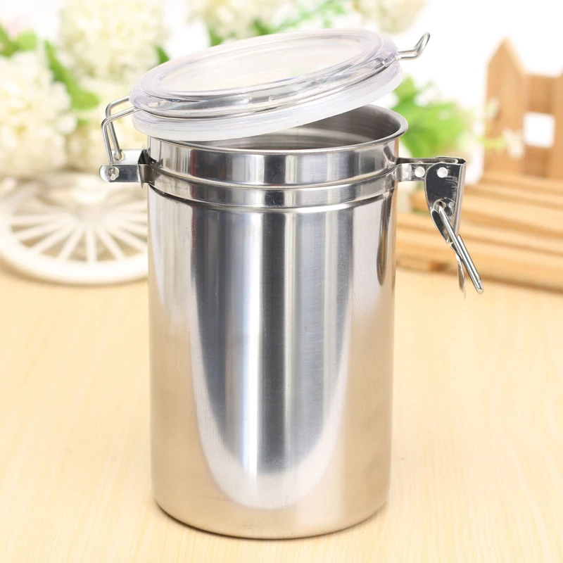 Stainless Steel Airtight Sealed Canister Coffee Flour Sugar Tea Container Holder