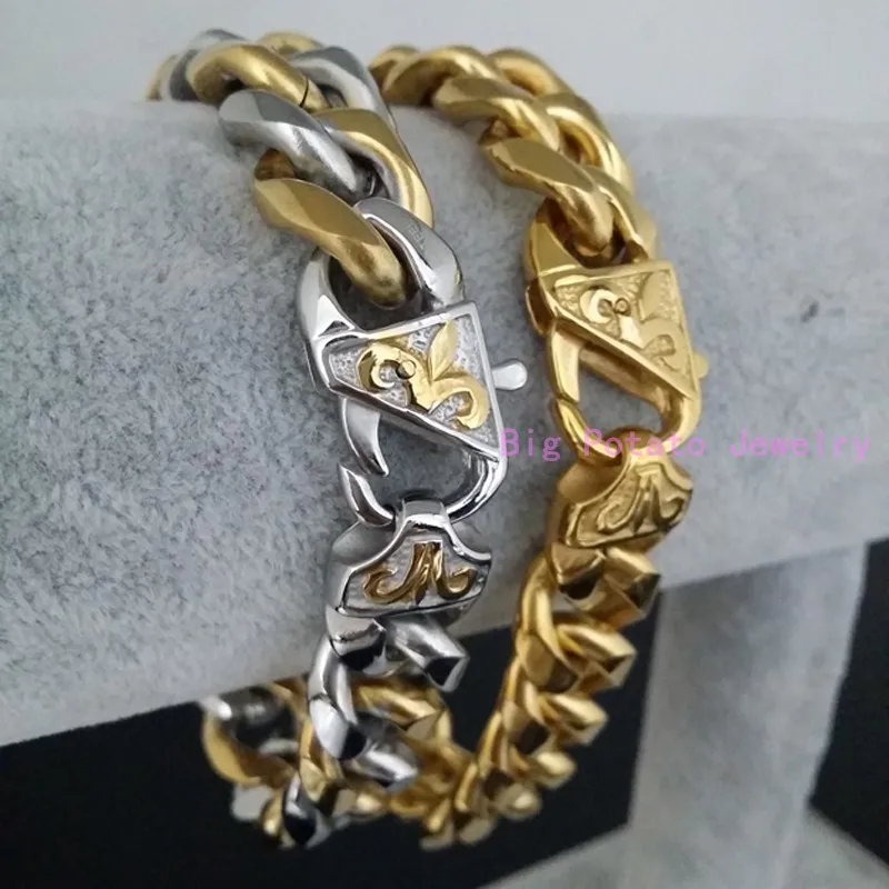 High Quality 14mm Gold/Silver Gold Cuban Link Chain 316L Stainless Steel 7-11inch Handsome Men's Bracelet Bangle Cuff Jewelry
High Quality 14mm Gold/Silver Gold Cuban Link Chain 316L Stainless Steel 7-11inch Handsome Men's Bracelet Bangle Cuff Jewelry