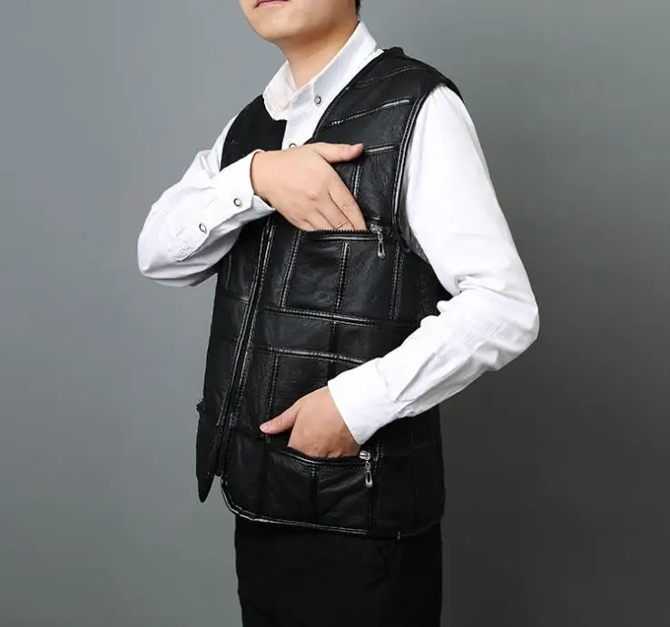 Men Sleeveless Vests Leather Splice Waistcoat Men's Slim Cardigan Leisure Vest Mens Coats Tops Jackets Plus Size L-6XL Outerwear
Men Sleeveless Vests Leather Splice Waistcoat Men's Slim Cardigan Leisure Vest Mens Coats Tops Jackets Plus Size L-6XL Outerwear