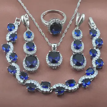 AAA Quality Blue Crystal Jewelry Sets Women' s Zirconia Bracelet Silver Color Necklace Pendant Earrings Ring YZ0119
AAA Quality Blue Crystal Jewelry Sets Women' s Zirconia Bracelet Silver Color Necklace Pendant Earrings Ring YZ0119