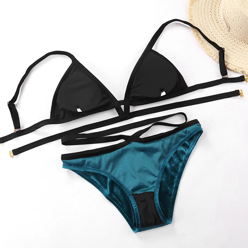 2019 Hot Wholesale Women's Sexy Velvet Swimwear 2 Piece Bikini (12)