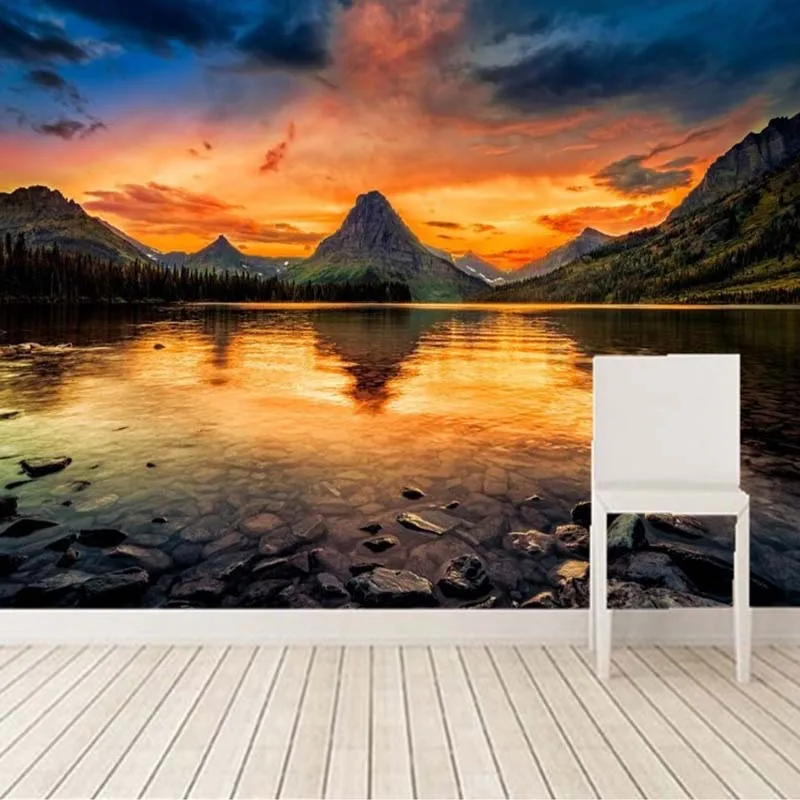 

beibehang Custom Any Size 3D Mural Wallpaper Mountains Sunrises And Sunsets Scenery Living Room Wall Decor Bedroom Wall Paper