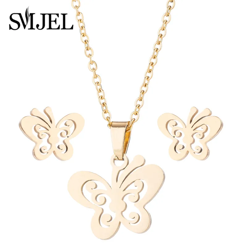 Ожерелье SMJEL в виде бабочки из нержавеющей стали Женские Ювелирные наборы
