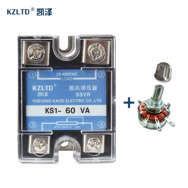 SSR-60VA Adjustable Voltage Relay 12V 60A Single Phase Solid State Relay Module W/Plastic Cover + Free Potentiometer Wholesale
SSR-60VA Adjustable Voltage Relay 12V 60A Single Phase Solid State Relay Module W/Plastic Cover + Free Potentiometer Wholesale