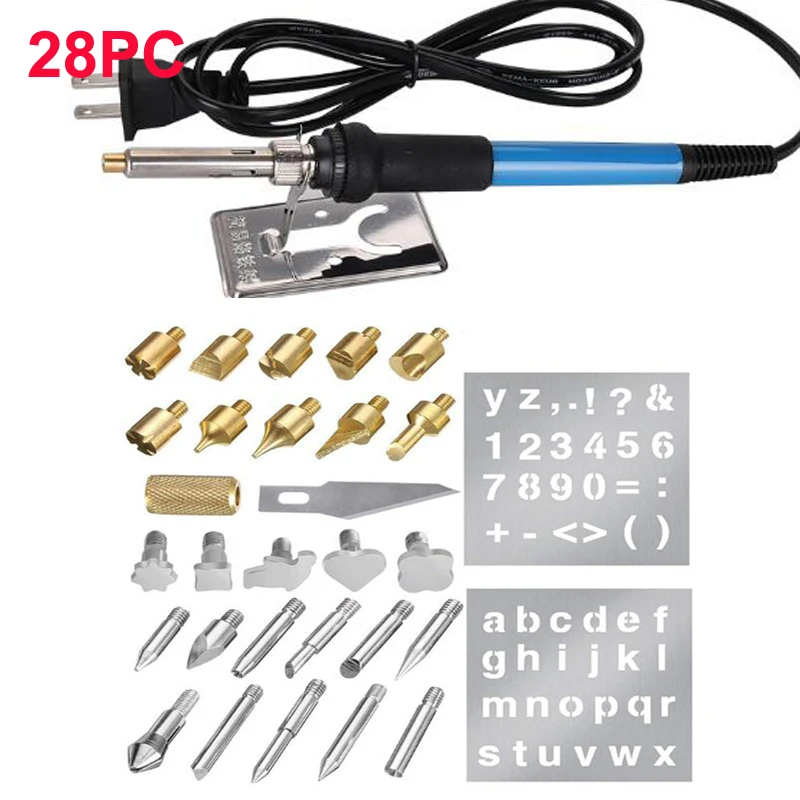 Electric Soldering Iron Temp Adjust Wood Embossing Burning Carving Pyrography Engrave Tool Kit Brass Solder Tips 60W 110V/220V
Electric Soldering Iron Temp Adjust Wood Embossing Burning Carving Pyrography Engrave Tool Kit Brass Solder Tips 60W 110V/220V