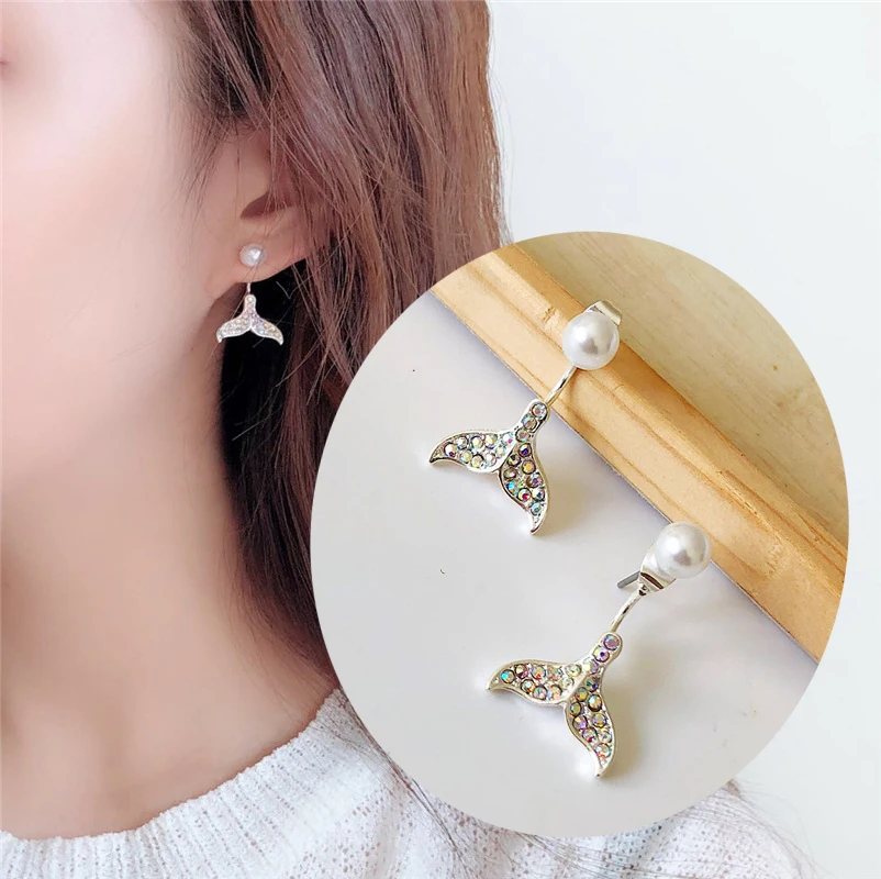2019 Women's Earrings Fashion Fish Tail Rhinestone Stud Earrings Simple Pearl Earring For Women Jewelry Wedding boucle d'oreille
2019 Women's Earrings Fashion Fish Tail Rhinestone Stud Earrings Simple Pearl Earring For Women Jewelry Wedding boucle d'oreille