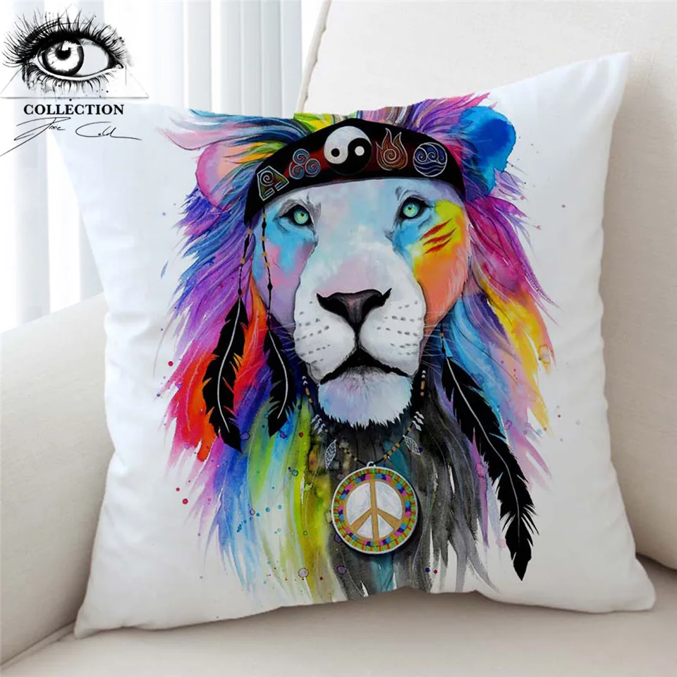 Hippy Lion by Pixie Cold Art Pillow Covers Hippie Animal Print Cushion Cover Watercolor Tribal Pillow Case Colorful Kussenhoes
Hippy Lion by Pixie Cold Art Pillow Covers Hippie Animal Print Cushion Cover Watercolor Tribal Pillow Case Colorful Kussenhoes