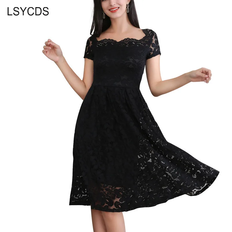 LSYCDS Plus Size Lace Dress Women Slash Neck Short Sleeve Vintage Summer Dress Retro A Line Casual Party Elegant Black Dresses
LSYCDS Plus Size Lace Dress Women Slash Neck Short Sleeve Vintage Summer Dress Retro A Line Casual Party Elegant Black Dresses