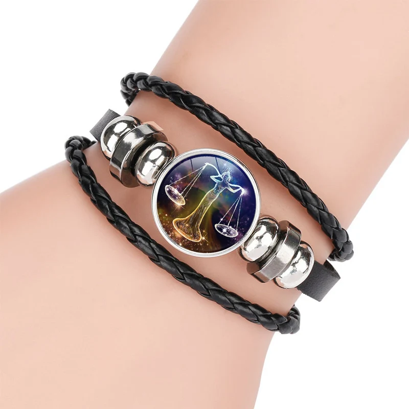 NIUYITID Luminous 12 Constellation Bracelet For Women Men Braided Leather Rope Braclet Horoscope Adjustable Jewelry Dropshipping (2)