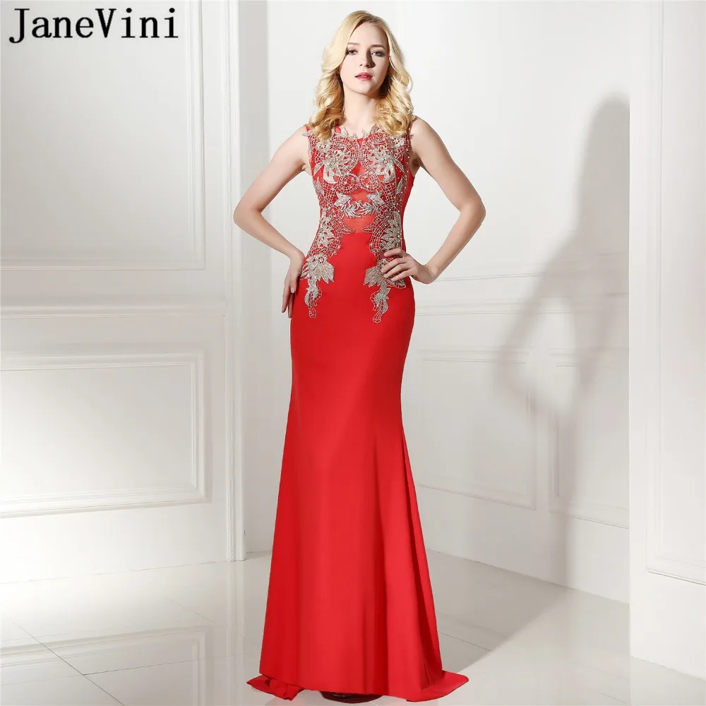JaneVini 2019 Mermaid Red Prom Dresses Long Elegant Gold Lace Appliques Beaded Illusion Tulle Satin Women Prom Dress Longue Robe
JaneVini 2019 Mermaid Red Prom Dresses Long Elegant Gold Lace Appliques Beaded Illusion Tulle Satin Women Prom Dress Longue Robe