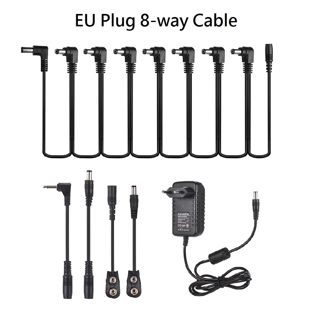 Guitar Effect Power Supply Adapter for DC 9V 1A Guitar Effect Pedal with 8-Way Topology Cable Reversed Polarity Cables
Guitar Effect Power Supply Adapter for DC 9V 1A Guitar Effect Pedal with 8-Way Topology Cable Reversed Polarity Cables