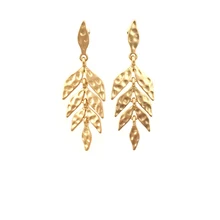 Na co dzień kolczyki zużyty złoty srebrny kolor poszycia młotkiem liść powiązane z stadniny kolczyki dla kobiet GIAL(China)