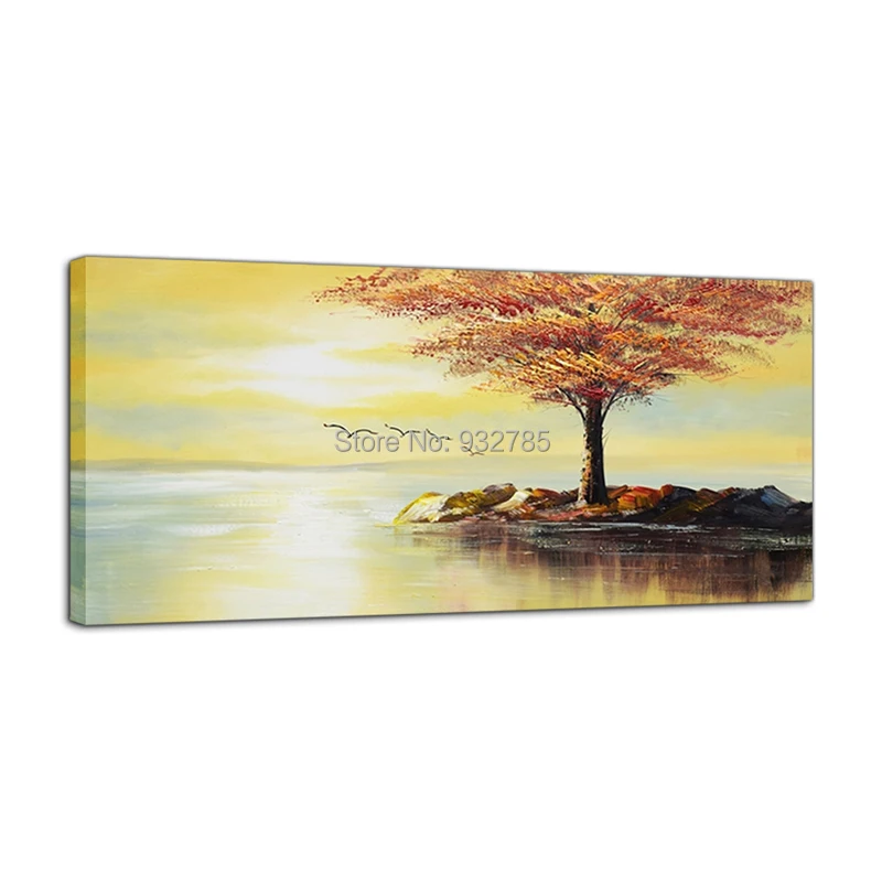 Modern-Abstact-Sunset-Flying-Birds-Oil-Painting-Red-Tree-Canvas-Art-Wall-Mural-Picture-Decoration-No (3)