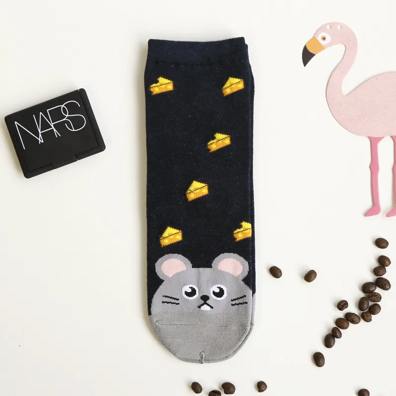 Cute Kawaii Woman Socks Cartoon Animals Cat Dog Funny Socks Cotton For Girl Ladies Women Tube Warm Winter Socks Calcetines Meias 16