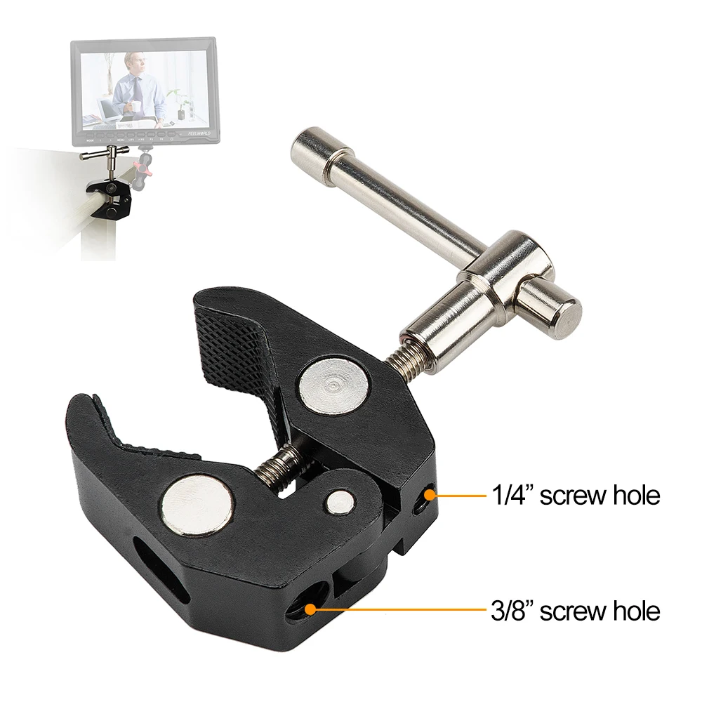 Magic Friction Arm Super Crab Clamp Articulating Pliers Clip with 1/4" 3/8" Thread Large-size 47mm Bite for DSLR Camera/Monitor
Magic Friction Arm Super Crab Clamp Articulating Pliers Clip with 1/4" 3/8" Thread Large-size 47mm Bite for DSLR Camera/Monitor
