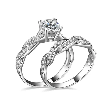 2 PCS Brand Wedding Jewelry White Clear 5A CZ stones Wedding Bridal Women Plata plated lover Rings Set anillos Gift jz311
2 PCS Brand Wedding Jewelry White Clear 5A CZ stones Wedding Bridal Women Plata plated lover Rings Set anillos Gift jz311