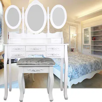 Ship from EU! Makeup Dressing Table With Stool 7 Drawers Adjustable mirrors bedroom Baroque style
Ship from EU! Makeup Dressing Table With Stool 7 Drawers Adjustable mirrors bedroom Baroque style
